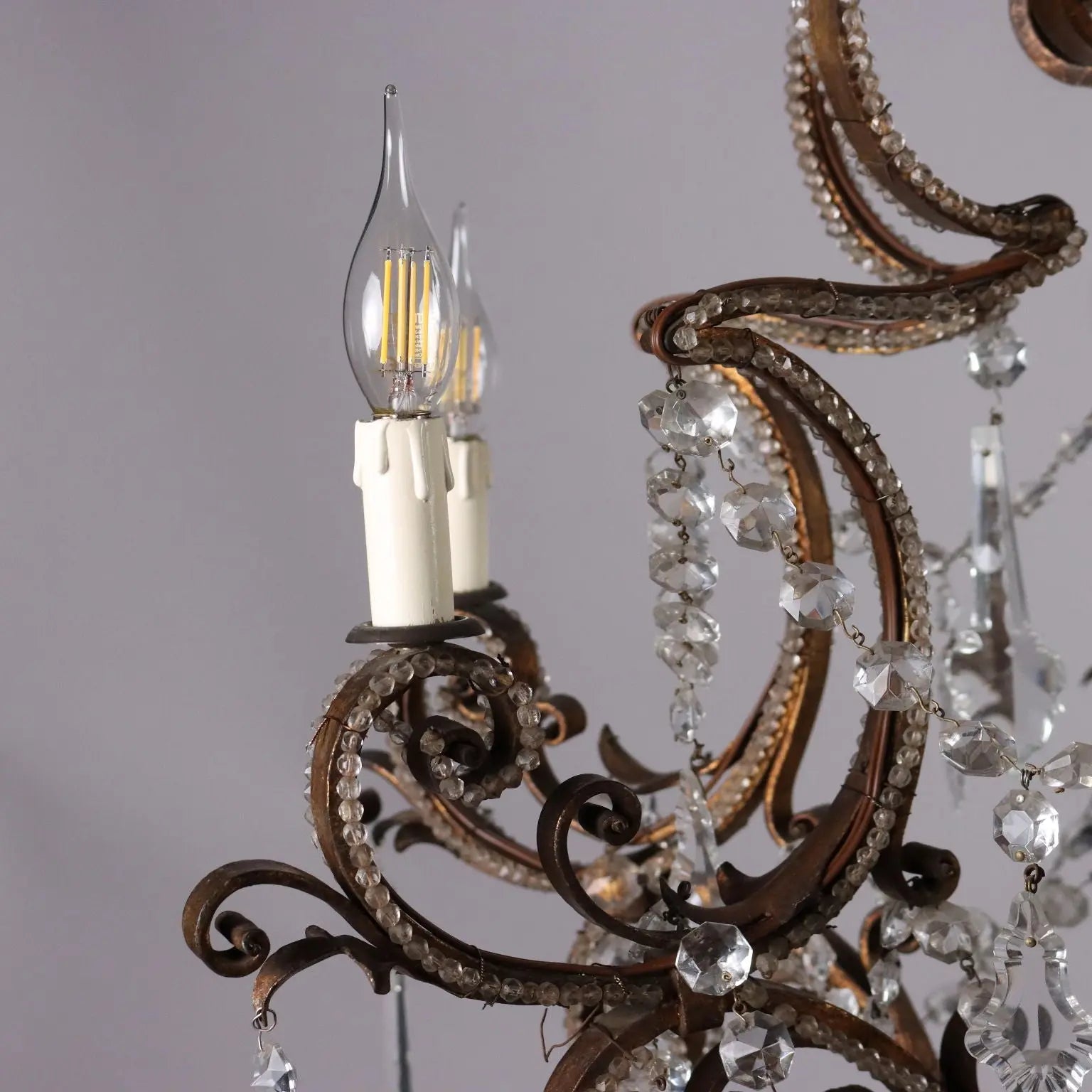 Antique 6 Lights Chandelier Wrought Iron Italy XIX Century - Italy, Mid XIX Century | Antiques | Lighting