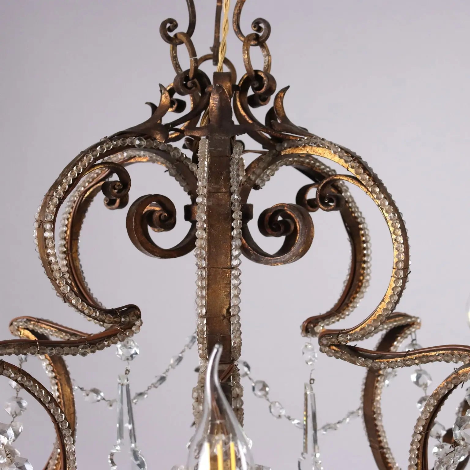 Antique 6 Lights Chandelier Wrought Iron Italy XIX Century - Italy, Mid XIX Century | Antiques | Lighting