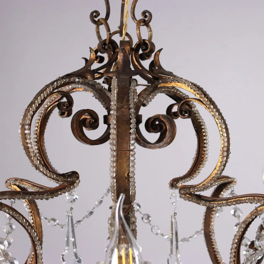 Antique 6 Lights Chandelier Wrought Iron Italy XIX Century - Italy, Mid XIX Century | Antiques | Lighting