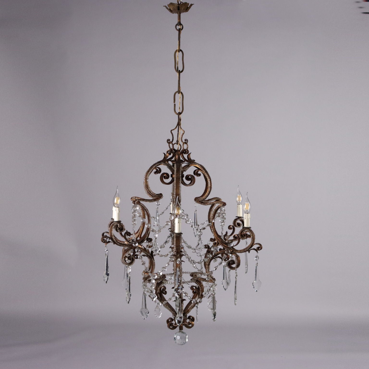 Antique 6 Lights Chandelier Wrought Iron Italy XIX Century - Italy, Mid XIX Century | Antiques  Lighting