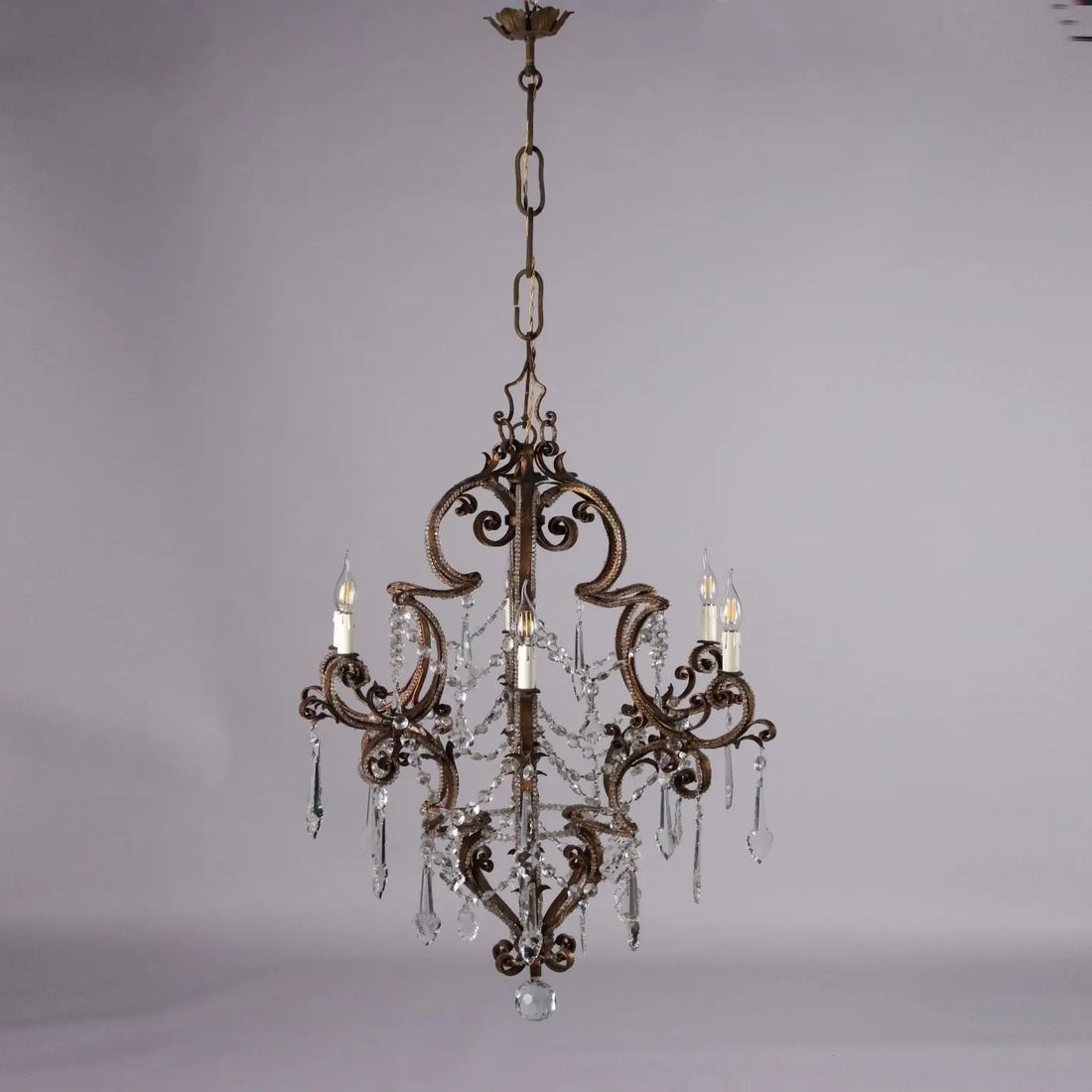 Antique 6 Lights Chandelier Wrought Iron Italy XIX Century - Italy, Mid XIX Century | Antiques | Lighting
