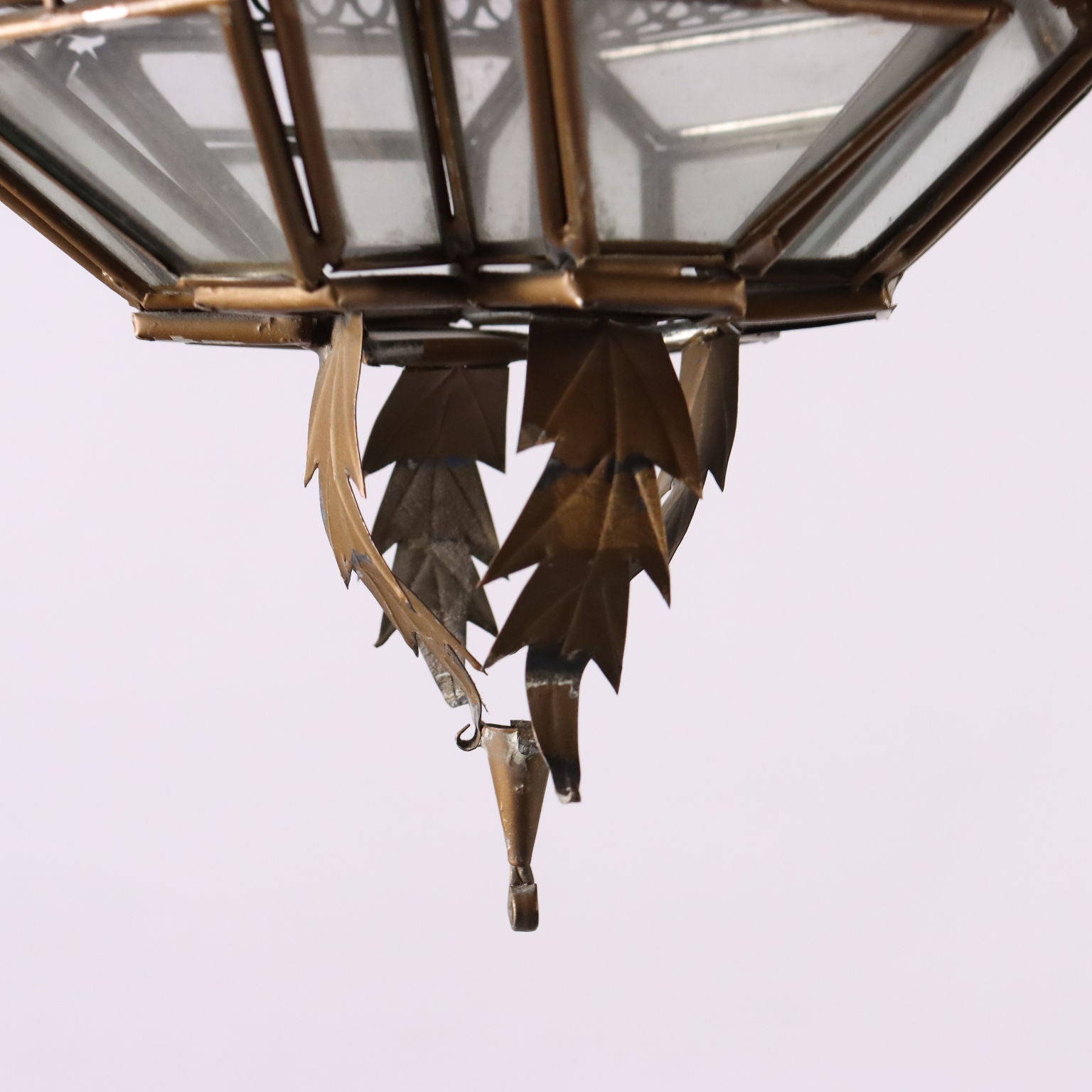 Pair of Antique Lanterns Gilded Metal Glass Italy XX Century - Italy, Early XX Century | Antiques  Lighting