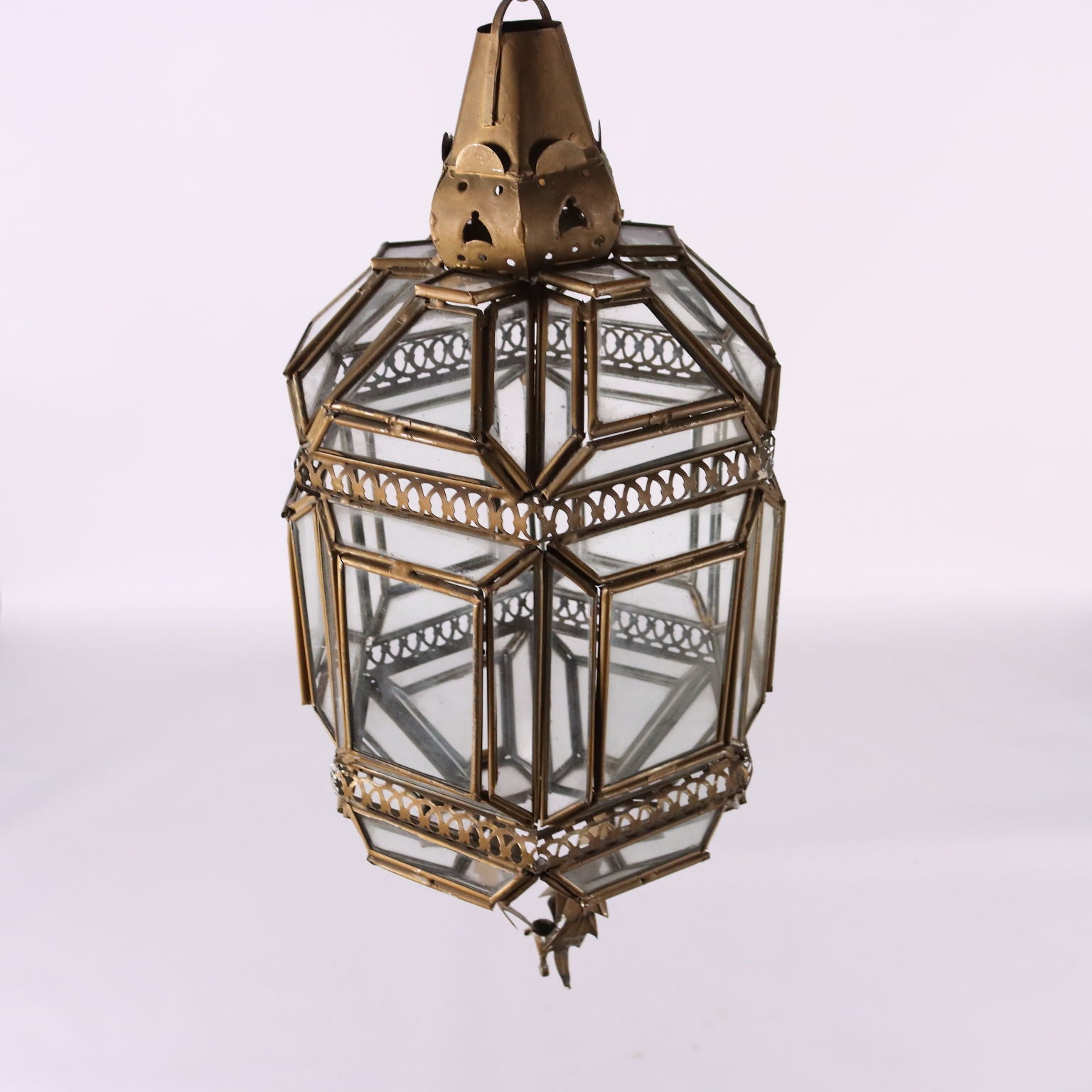 Pair of Antique Lanterns Gilded Metal Glass Italy XX Century - Italy, Early XX Century | Antiques  Lighting