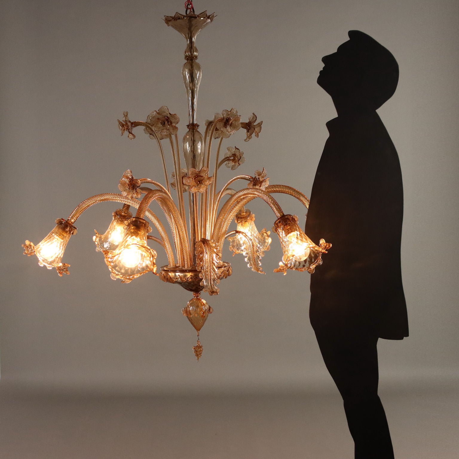 Vintage Chandelier Murano Glass 6 Lights Design Italy 1950s - Murano, 1950s | Antiques  Lighting