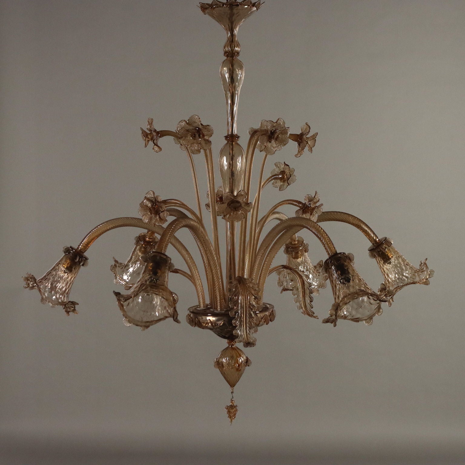 Vintage Chandelier Murano Glass 6 Lights Design Italy 1950s - Murano, 1950s | Antiques  Lighting