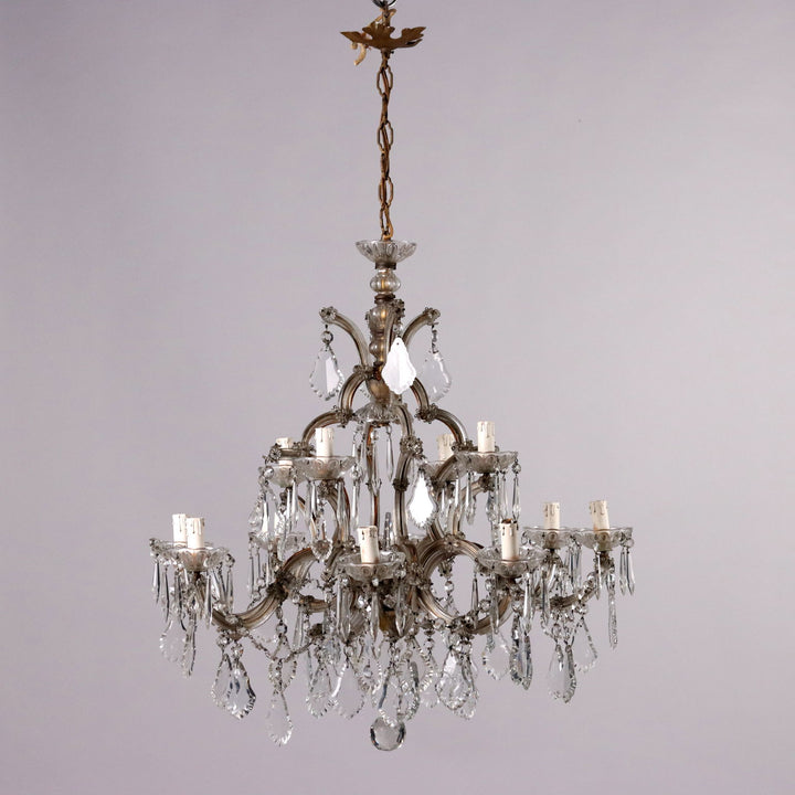 Antique 12 Light Chandelier Maria Theresa Style Glass XX Century - Italy, Early XX Century | Antiques  Lighting