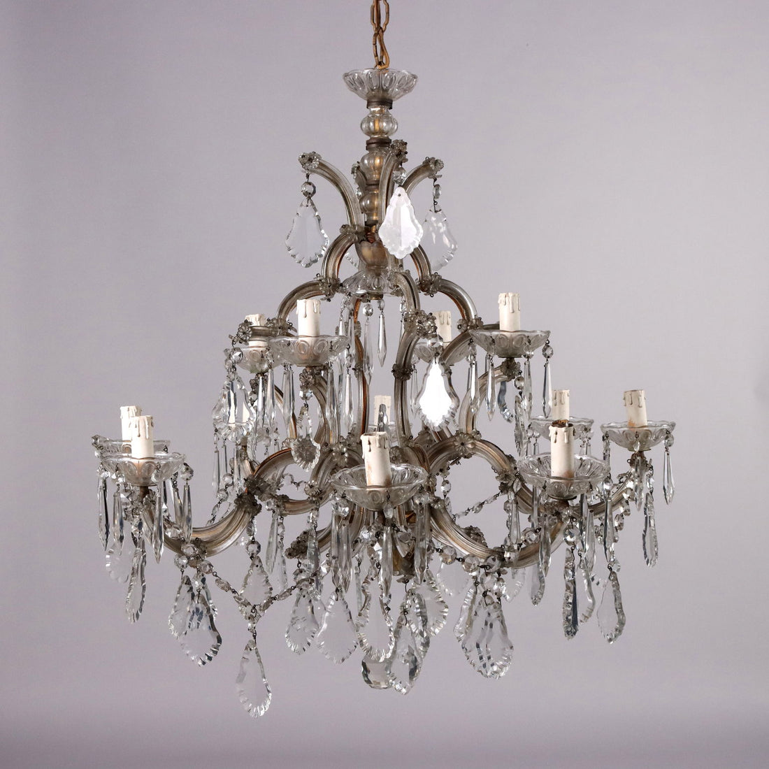 Antique 12 Light Chandelier Maria Theresa Style Glass XX Century - Italy, Early XX Century | Antiques  Lighting