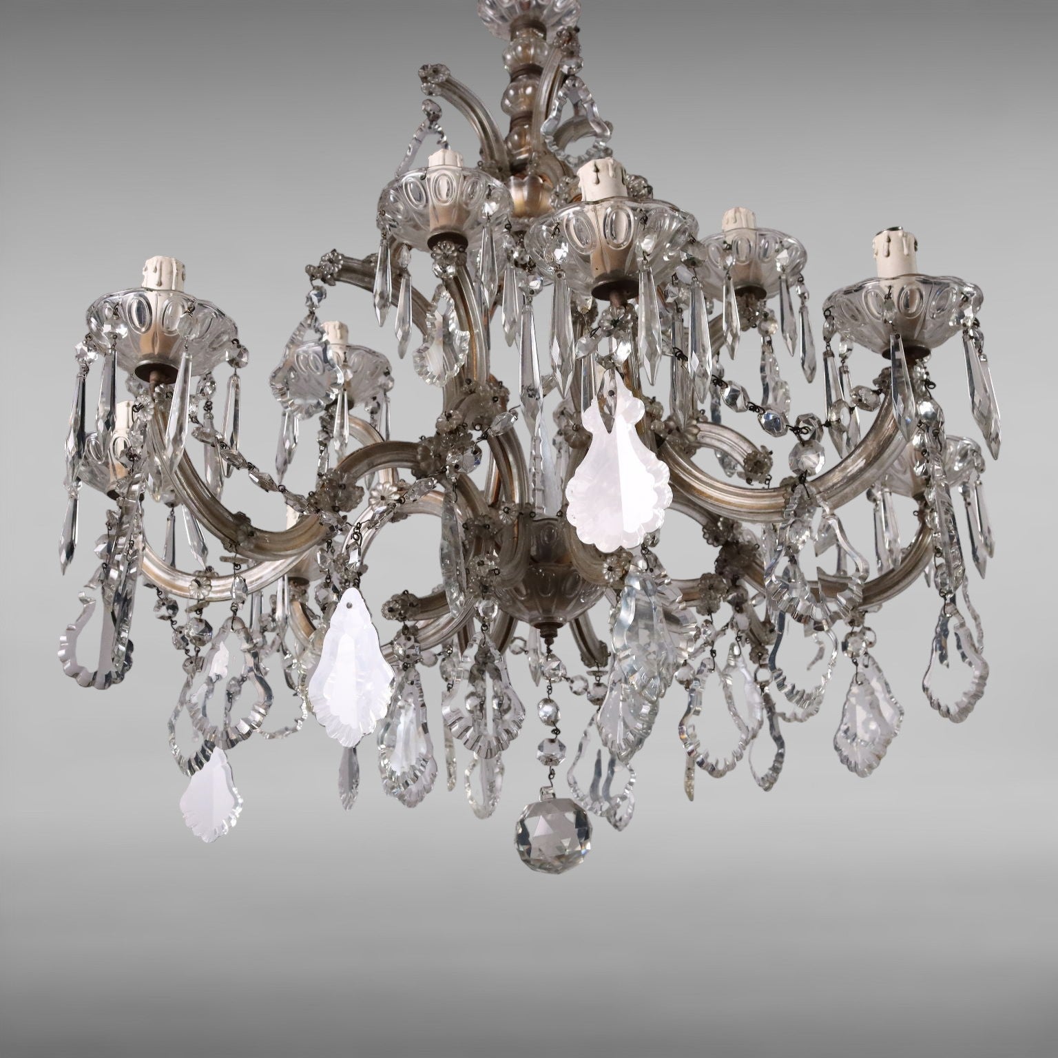 Antique 12 Light Chandelier Maria Theresa Style Glass XX Century - Italy, Early XX Century | Antiques  Lighting