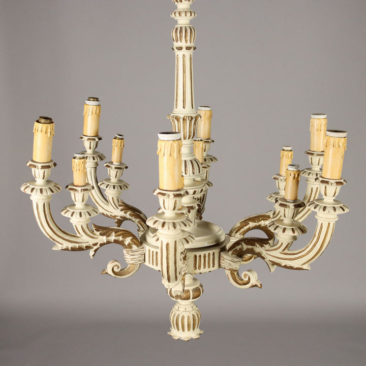 Antique Chandelier Gilded and Lacquered Wood Italy XX Century - Italy, XX Century | Antiques  Lighting