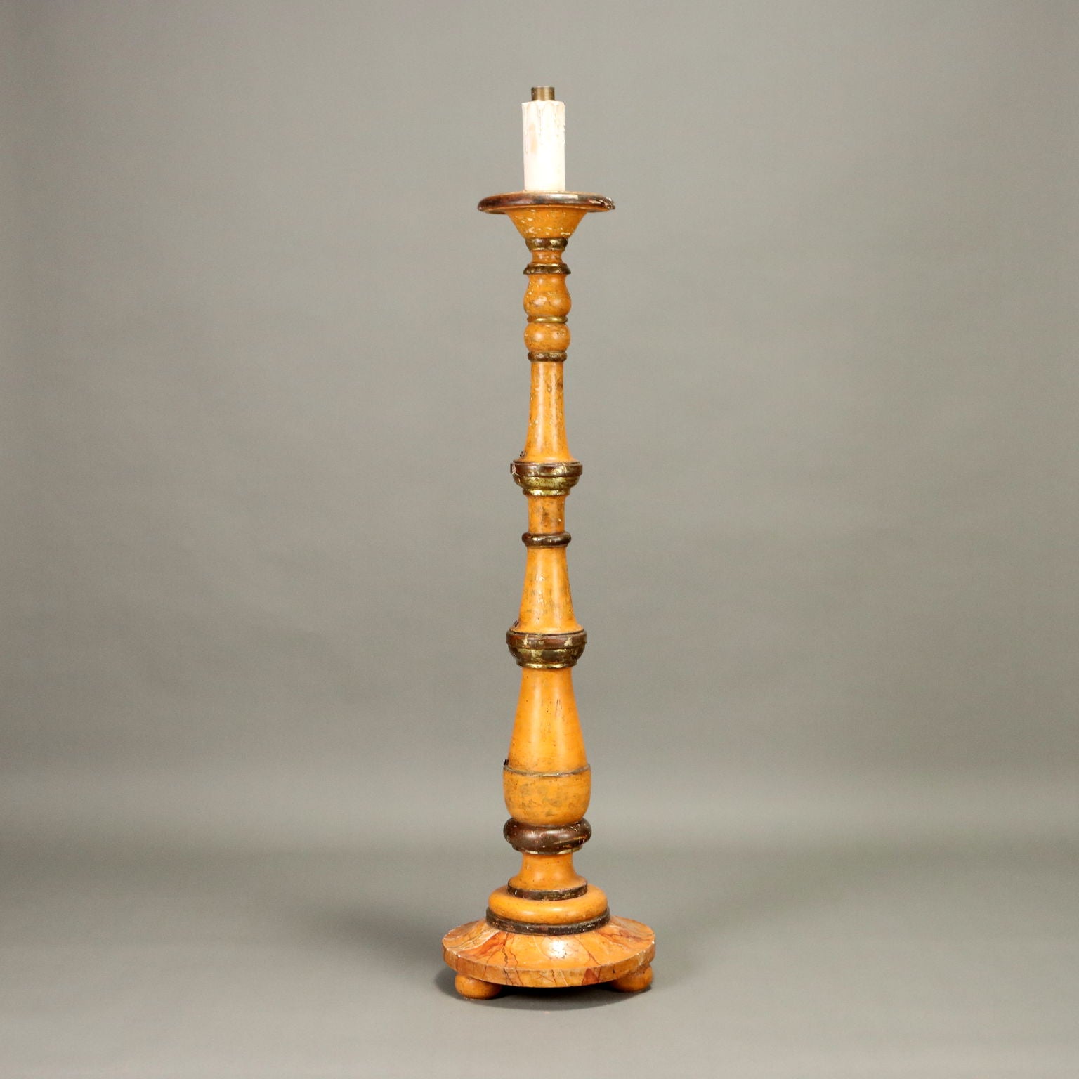 Antique Candle-Holder Lacquered Wood Italy XIX Century - Italy, XIX Century | Antiques  Lighting