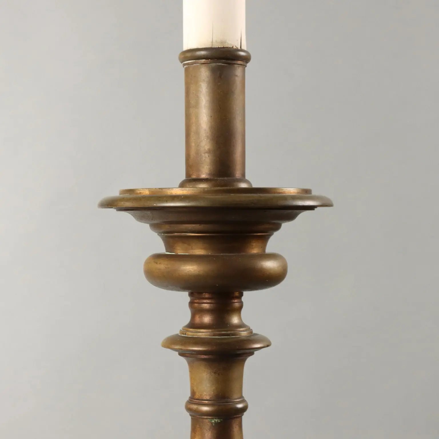 Bronze Torchère with Lampshade - Italy, 20th Century