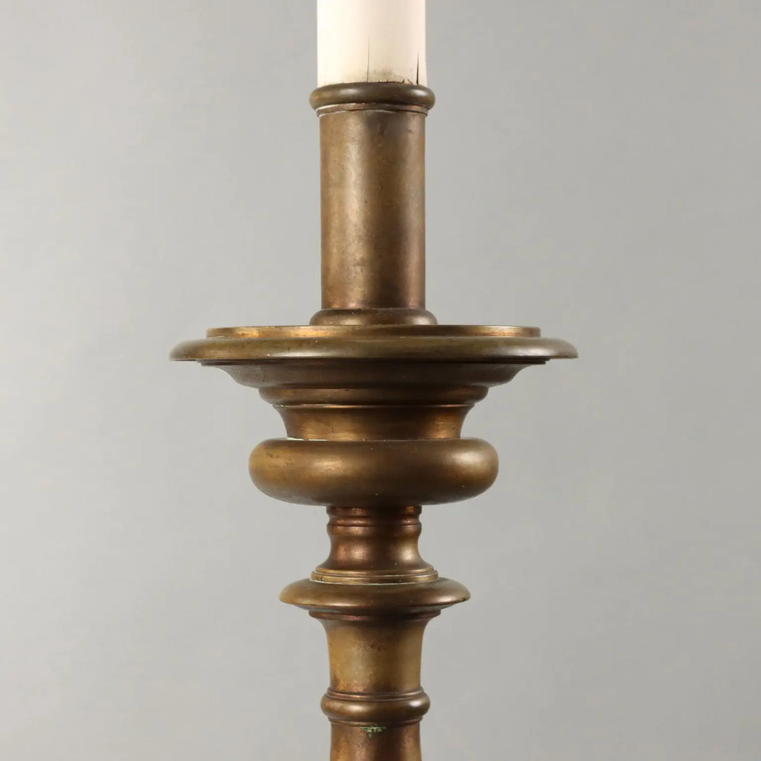 Bronze Torchère with Lampshade - Italy, 20th Century