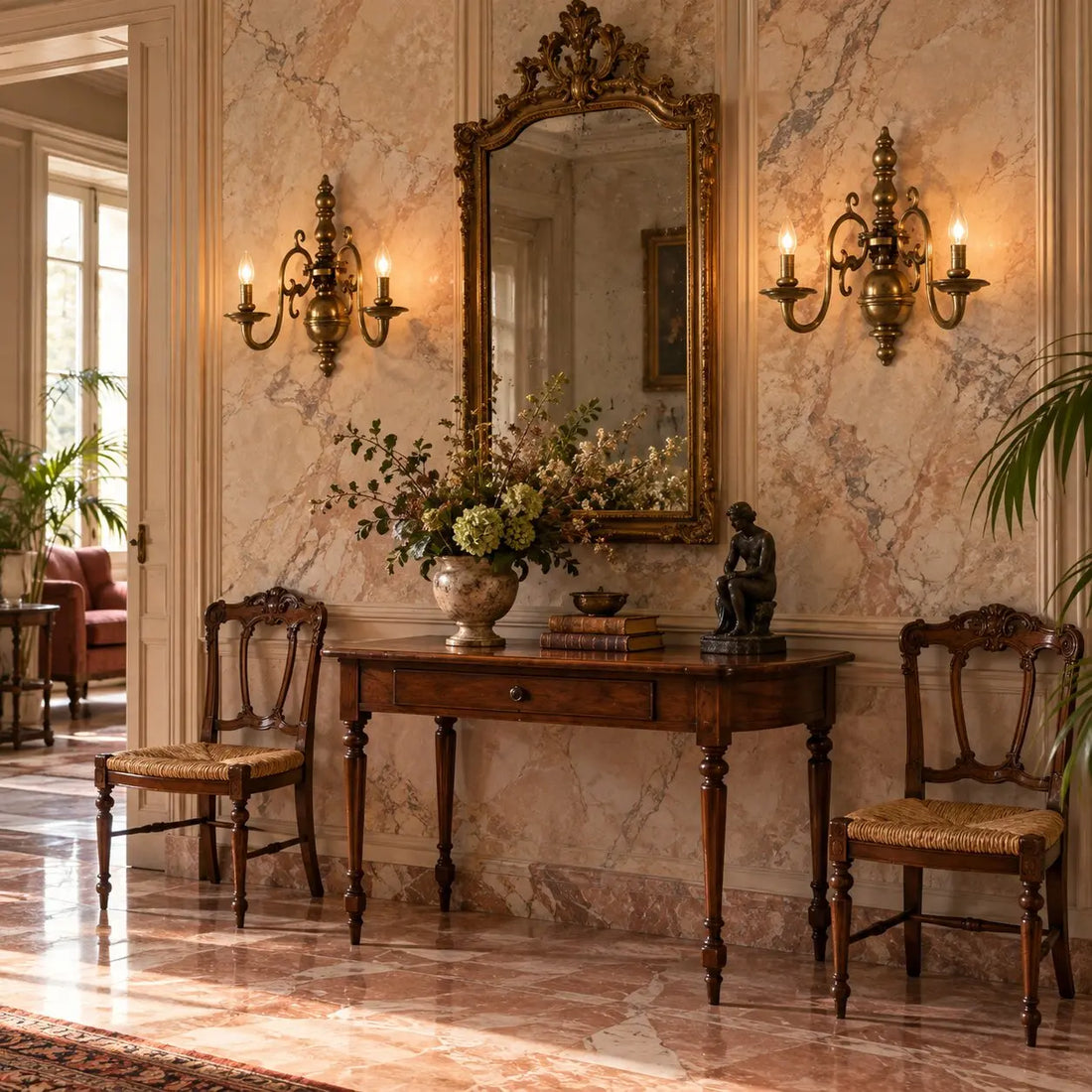 Pair of Bronze Sconces in Baroque Style - Early 20th Century