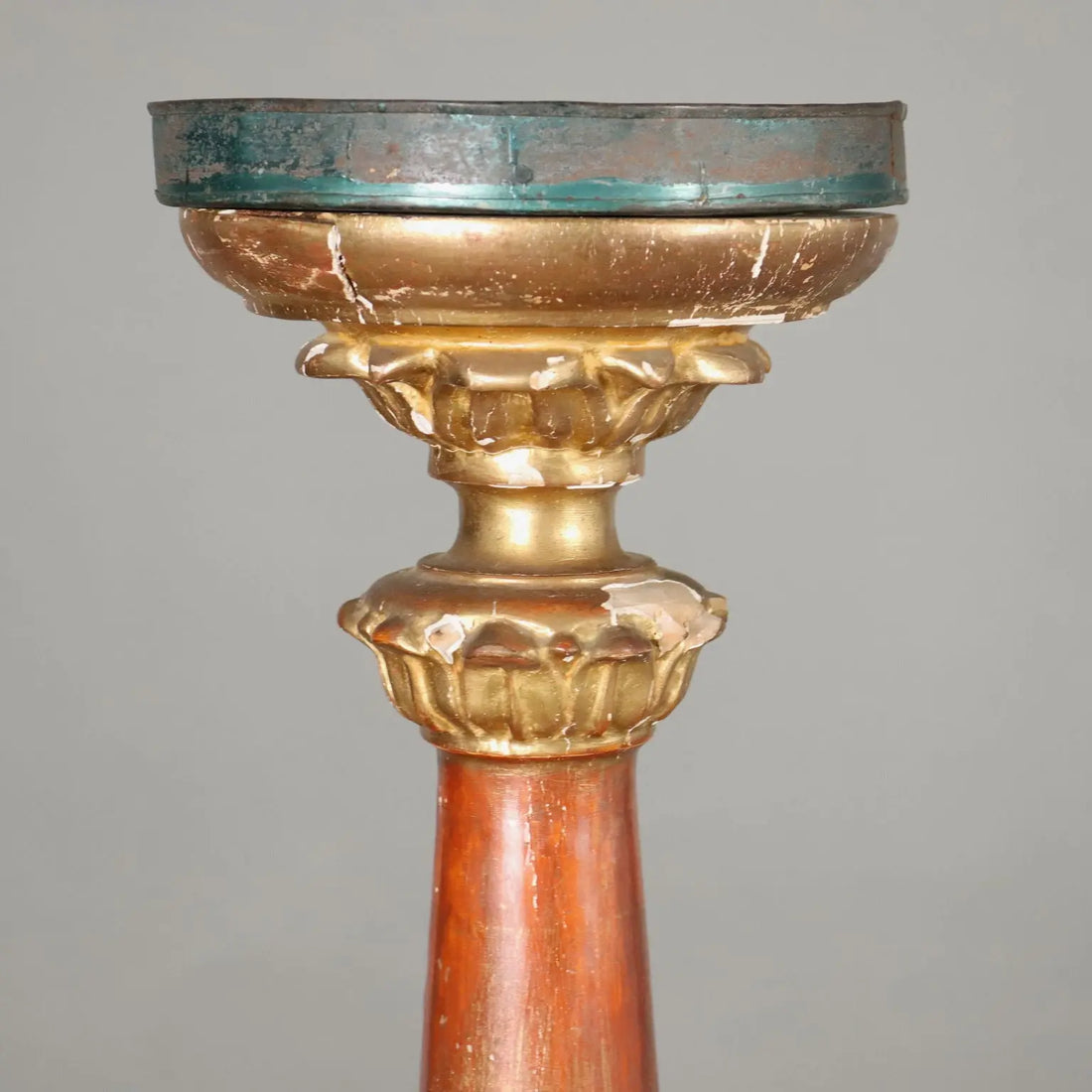Antique Eclectic Candle-Holder Carved and Gilded Wood XIX Century