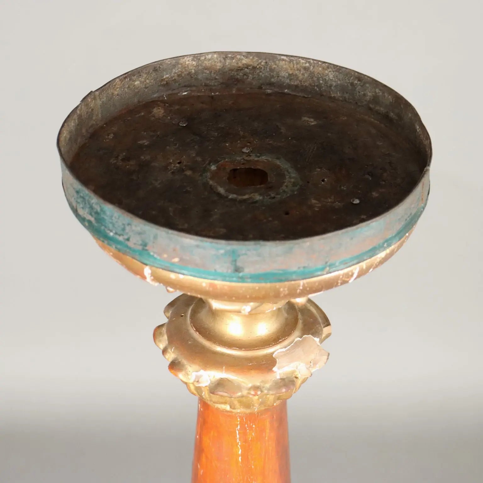 Antique Eclectic Candle-Holder Carved and Gilded Wood XIX Century