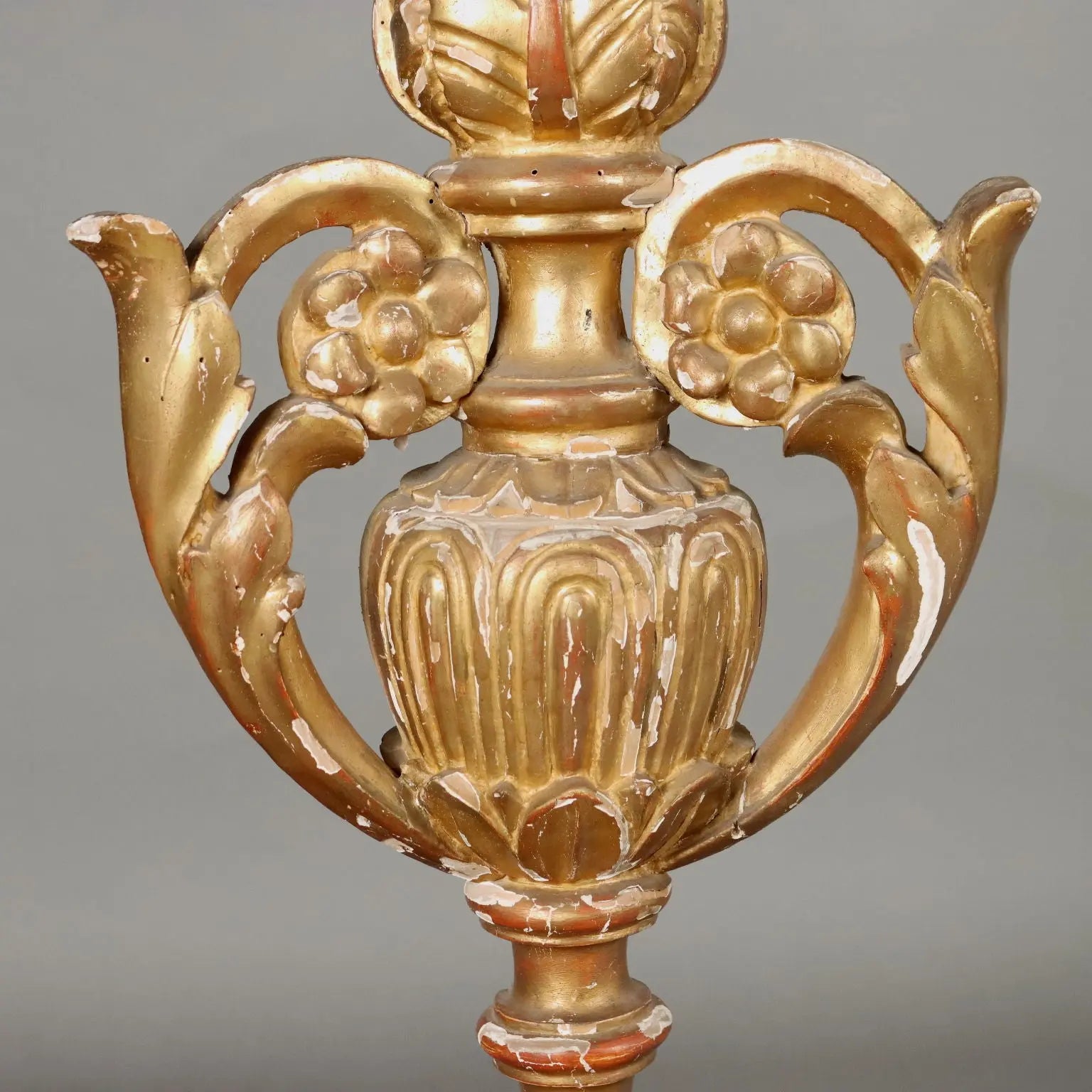 Antique Eclectic Candle-Holder Carved and Gilded Wood XIX Century