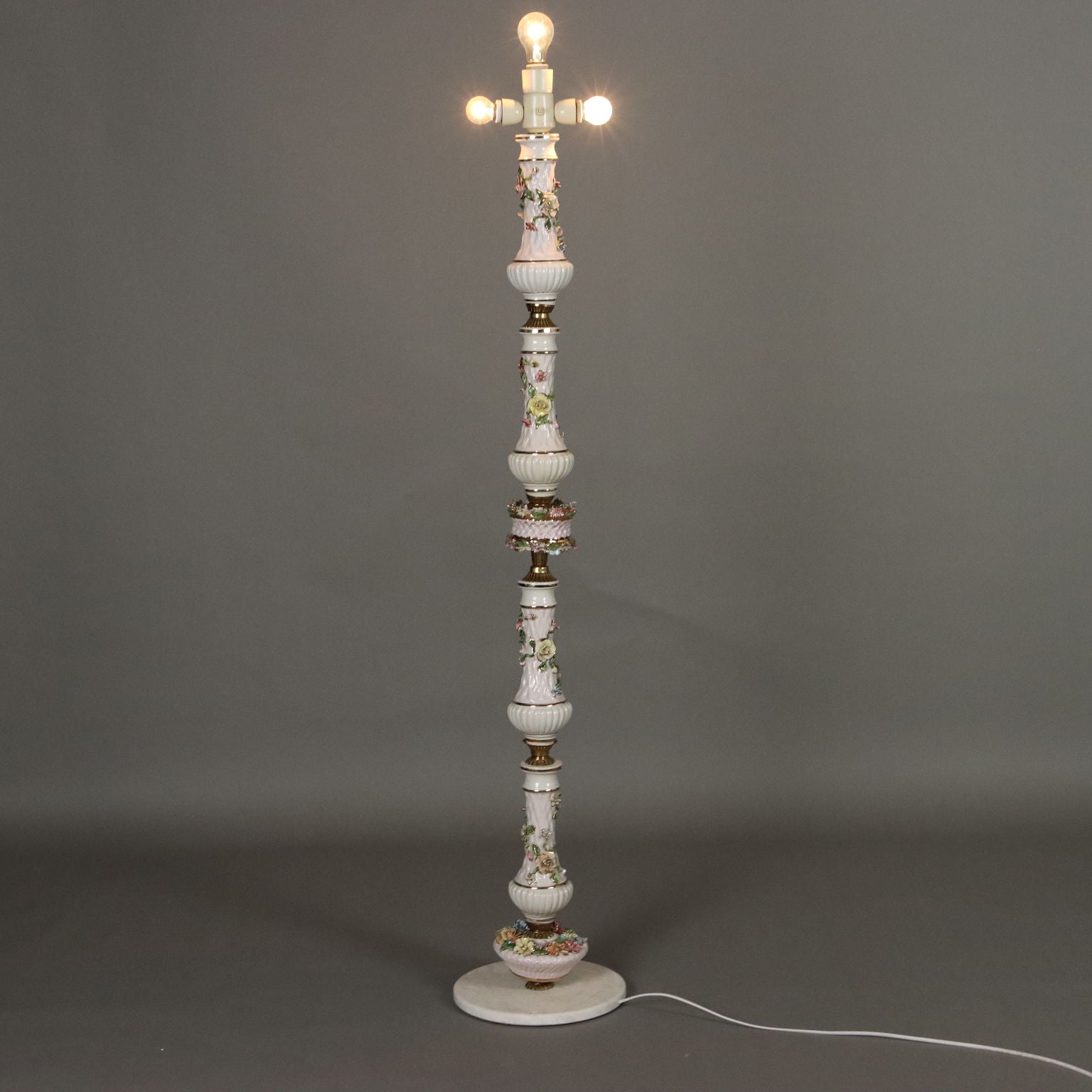 Antique Floor Lamp Ceramic Gilded Metal Italy XX Century - Italy, XX Century | Antiques  Lighting