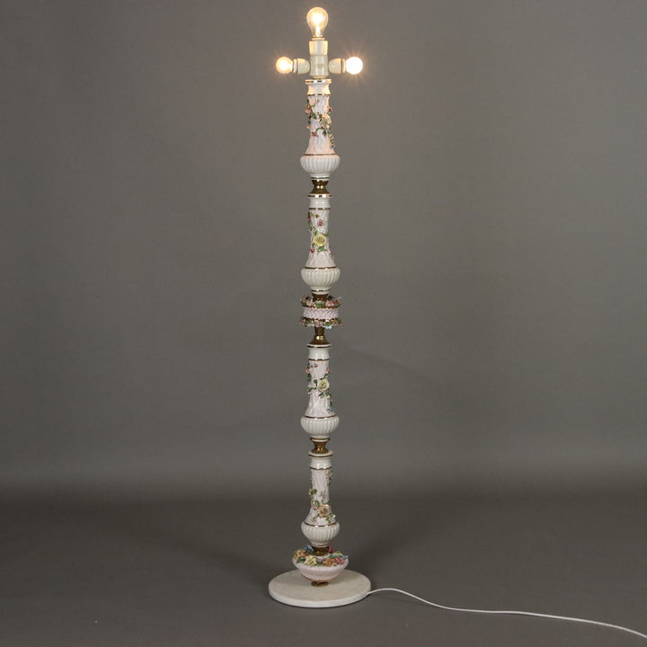 Antique Floor Lamp Ceramic Gilded Metal Italy XX Century - Italy, XX Century | Antiques  Lighting
