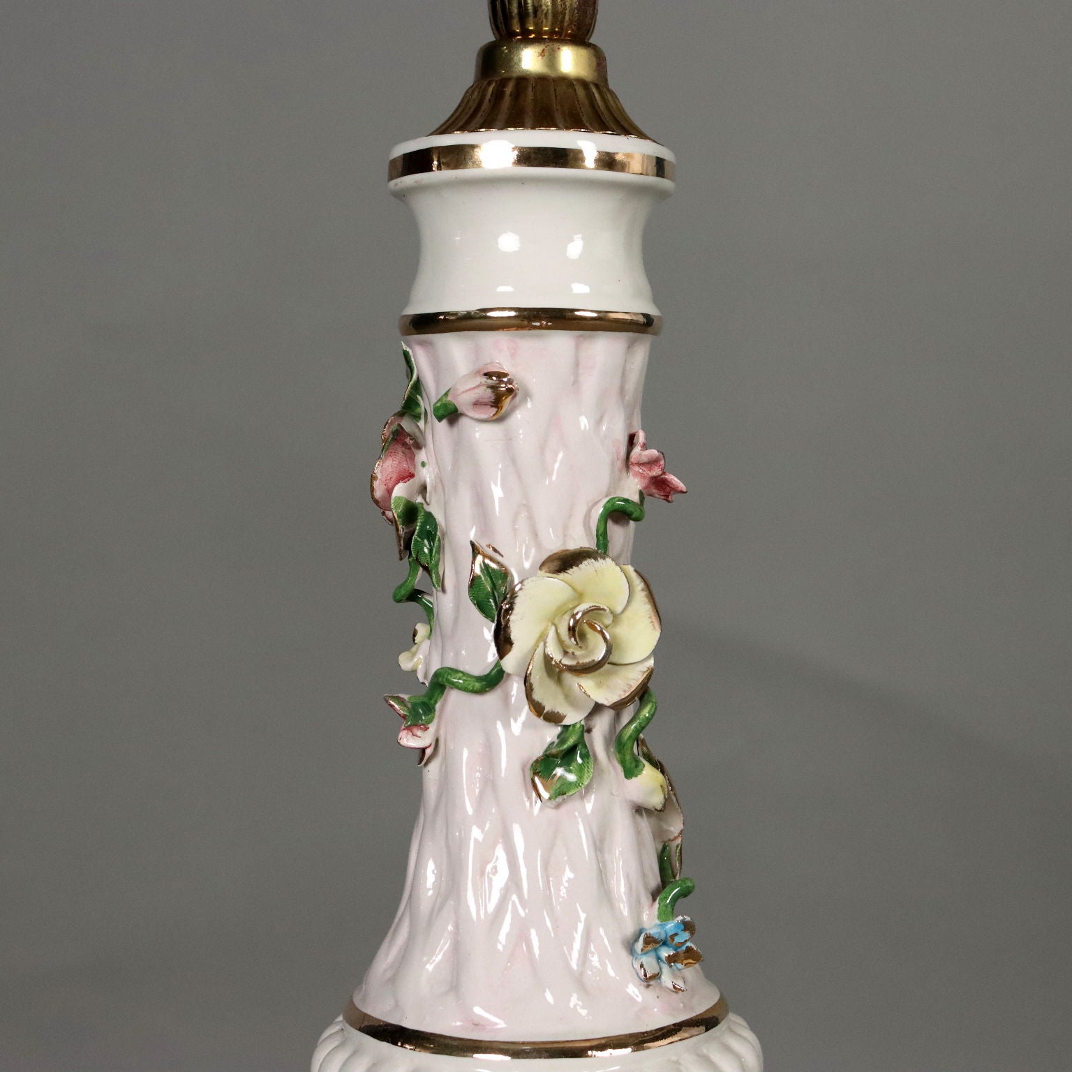 Antique Floor Lamp Ceramic Gilded Metal Italy XX Century - Italy, XX Century | Antiques  Lighting