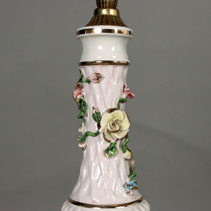 Antique Floor Lamp Ceramic Gilded Metal Italy XX Century - Italy, XX Century | Antiques  Lighting