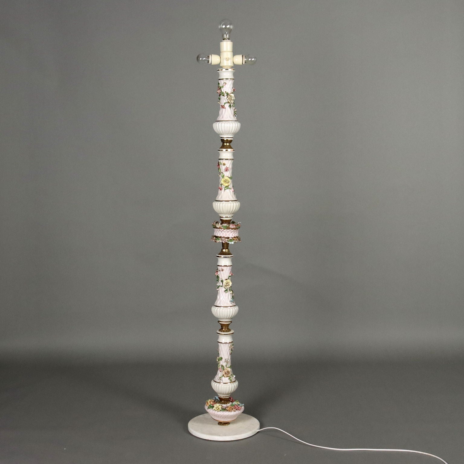 Antique Floor Lamp Ceramic Gilded Metal Italy XX Century - Italy, XX Century | Antiques  Lighting