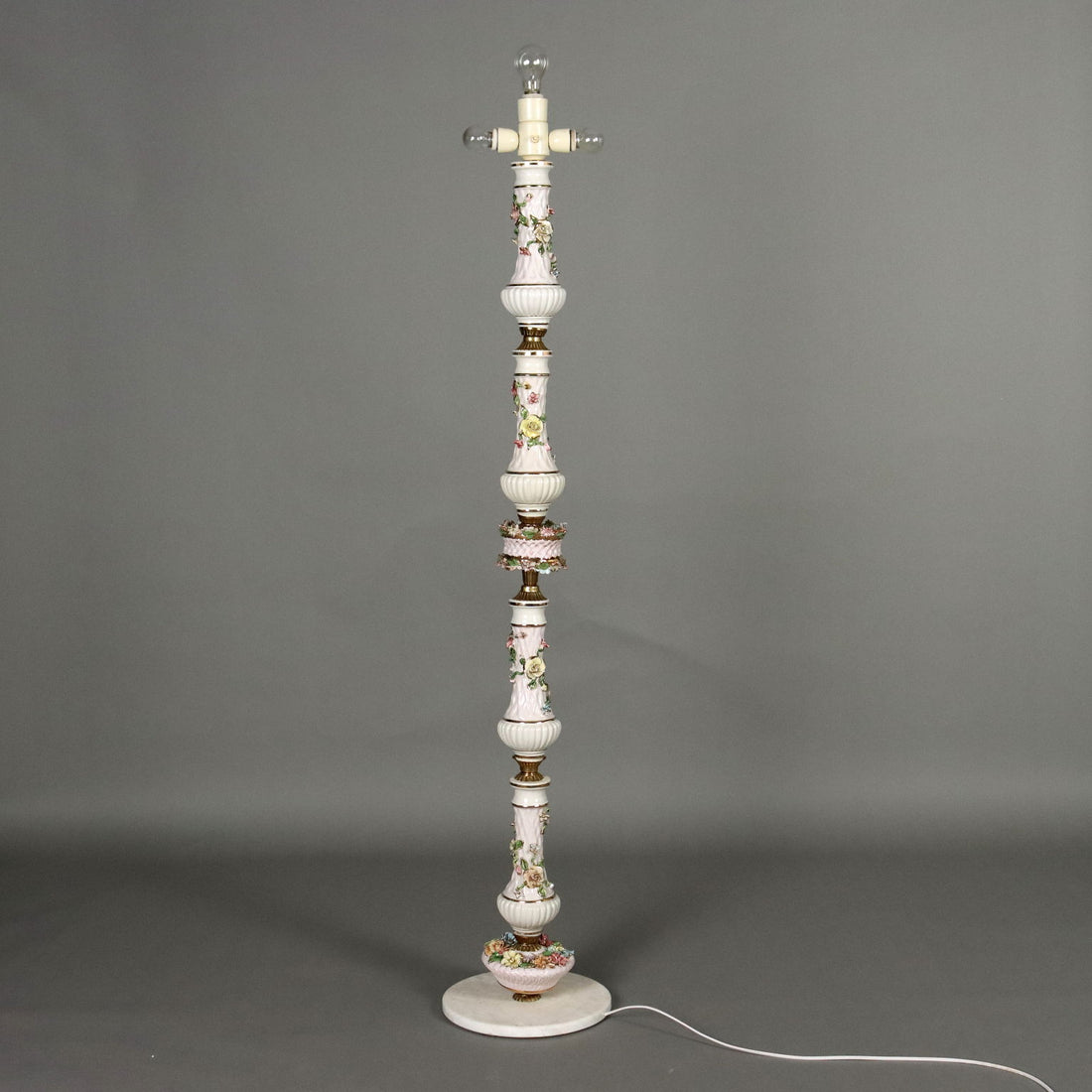 Antique Floor Lamp Ceramic Gilded Metal Italy XX Century - Italy, XX Century | Antiques  Lighting