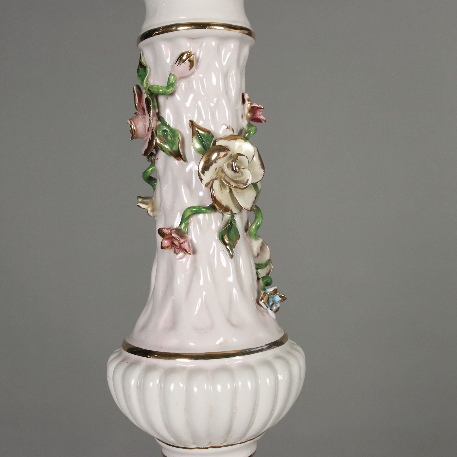 Antique Floor Lamp Ceramic Gilded Metal Italy XX Century - Italy, XX Century | Antiques  Lighting