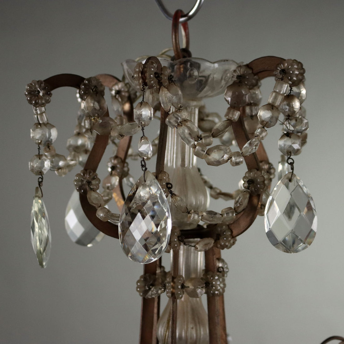 Antique Chandelier Metal Glass Italy XX Century - Italy, Early XX Century | Antiques  Lighting