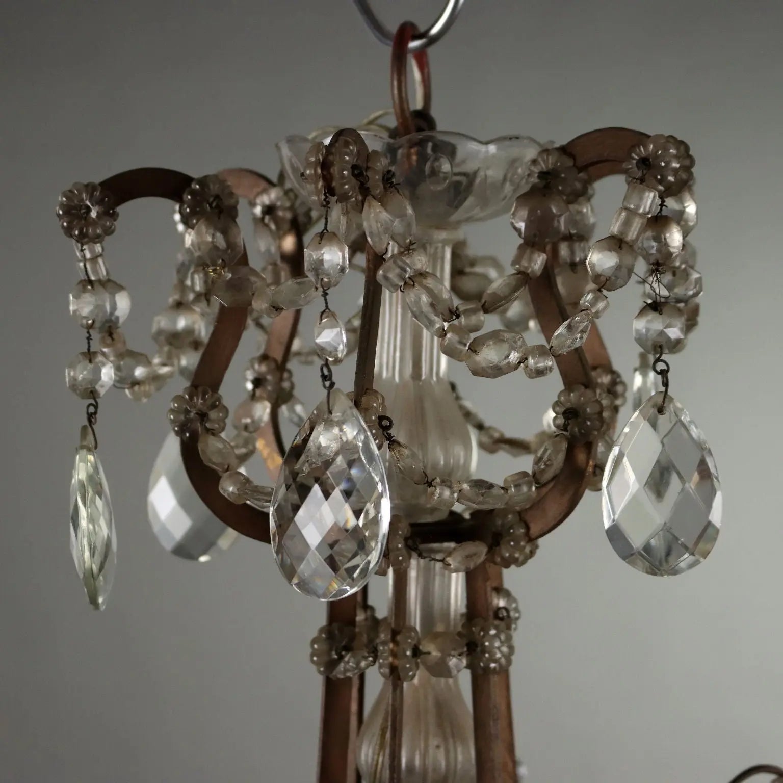 Antique Chandelier Metal Glass Italy XX Century - Italy, Early XX Century | Antiques | Lighting