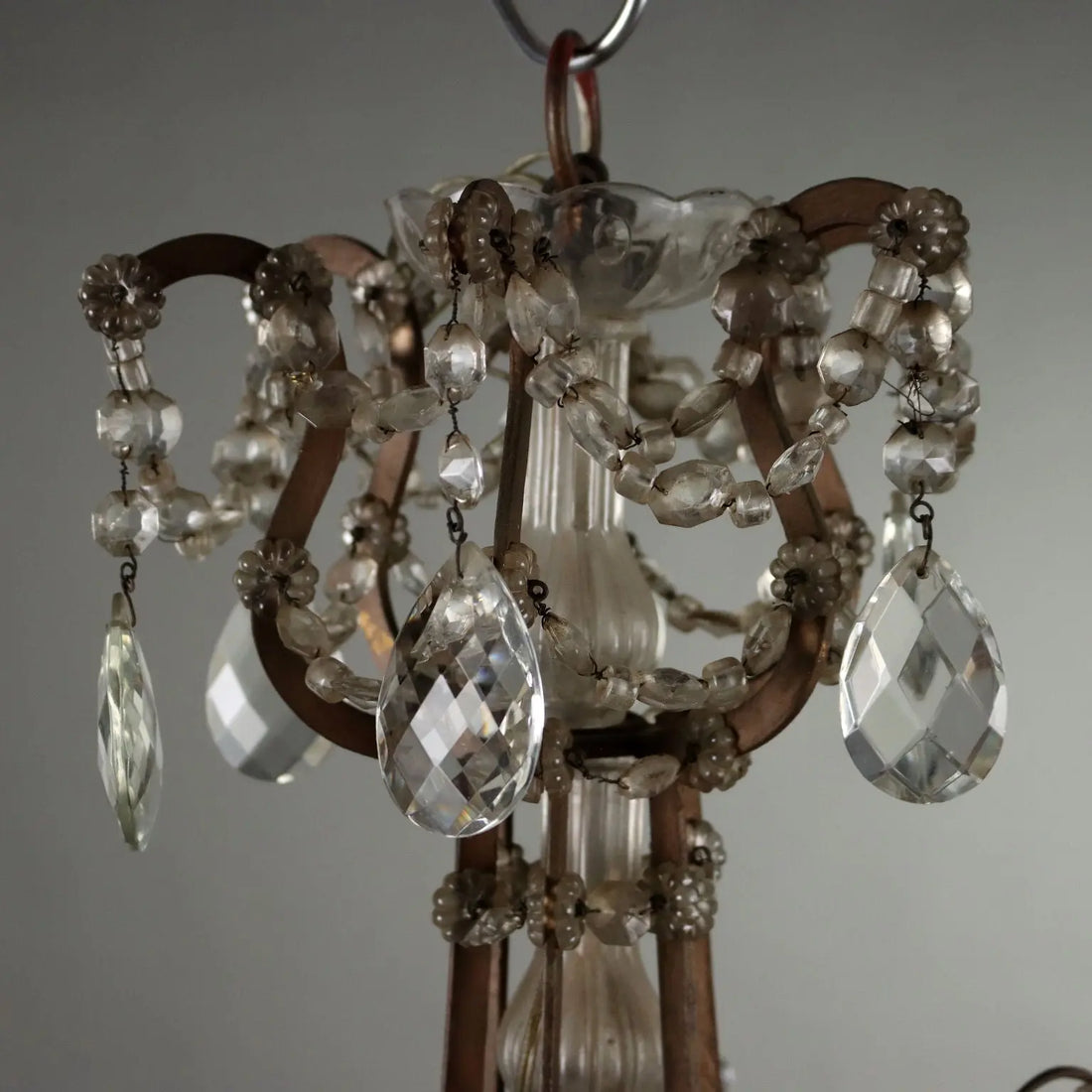 Antique Chandelier Metal Glass Italy XX Century - Italy, Early XX Century | Antiques | Lighting