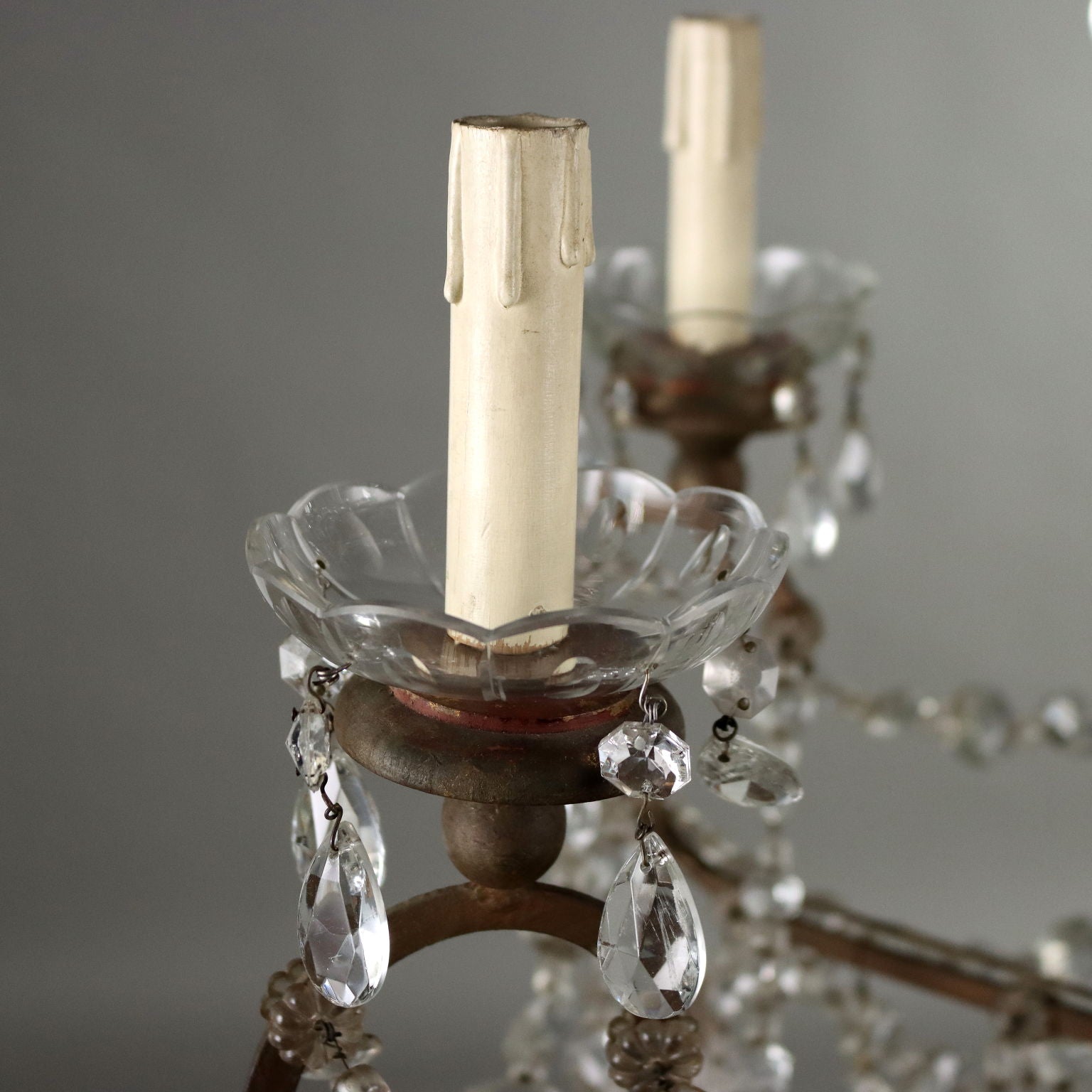 Antique Chandelier Metal Glass Italy XX Century - Italy, Early XX Century | Antiques  Lighting