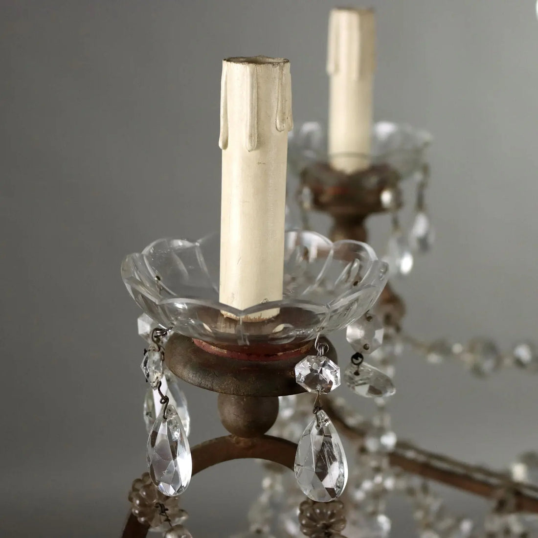Antique Chandelier Metal Glass Italy XX Century - Italy, Early XX Century | Antiques | Lighting