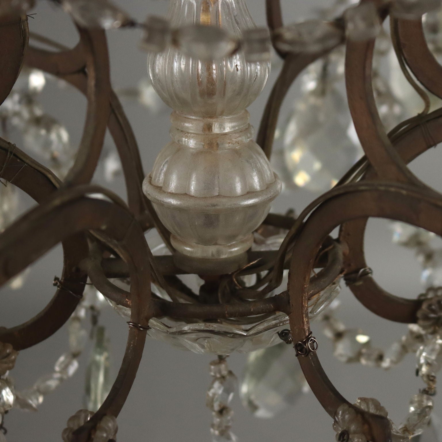 Antique Chandelier Metal Glass Italy XX Century - Italy, Early XX Century | Antiques  Lighting