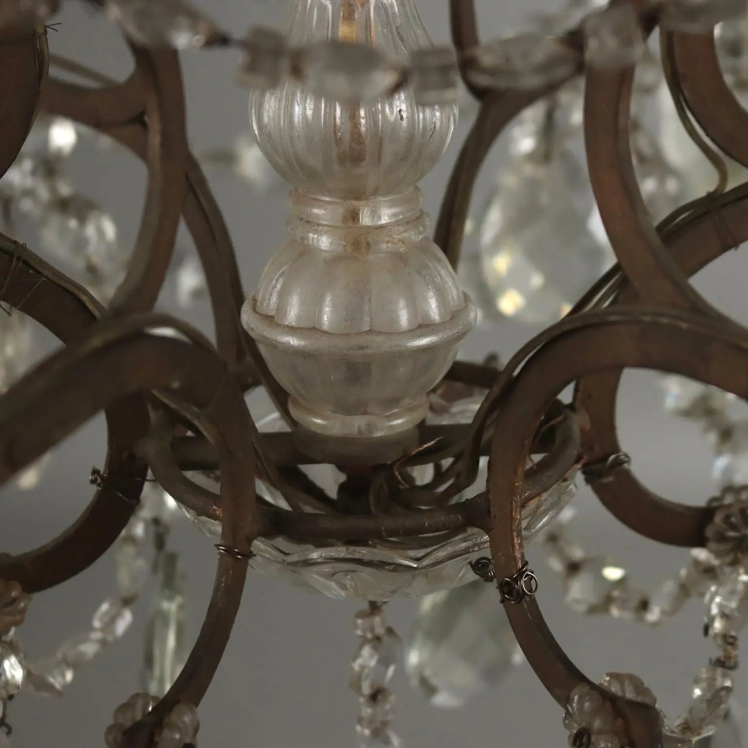 Antique Chandelier Metal Glass Italy XX Century - Italy, Early XX Century | Antiques | Lighting