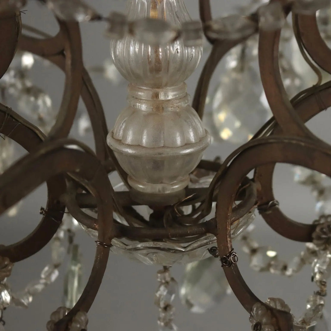 Antique Chandelier Metal Glass Italy XX Century - Italy, Early XX Century | Antiques | Lighting