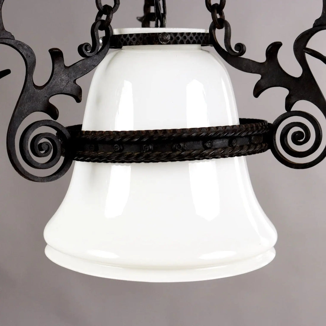 Antique Chandelier Wrought Iron Glass Italy XX Century - Italy, XX Century | Antiques | Lighting