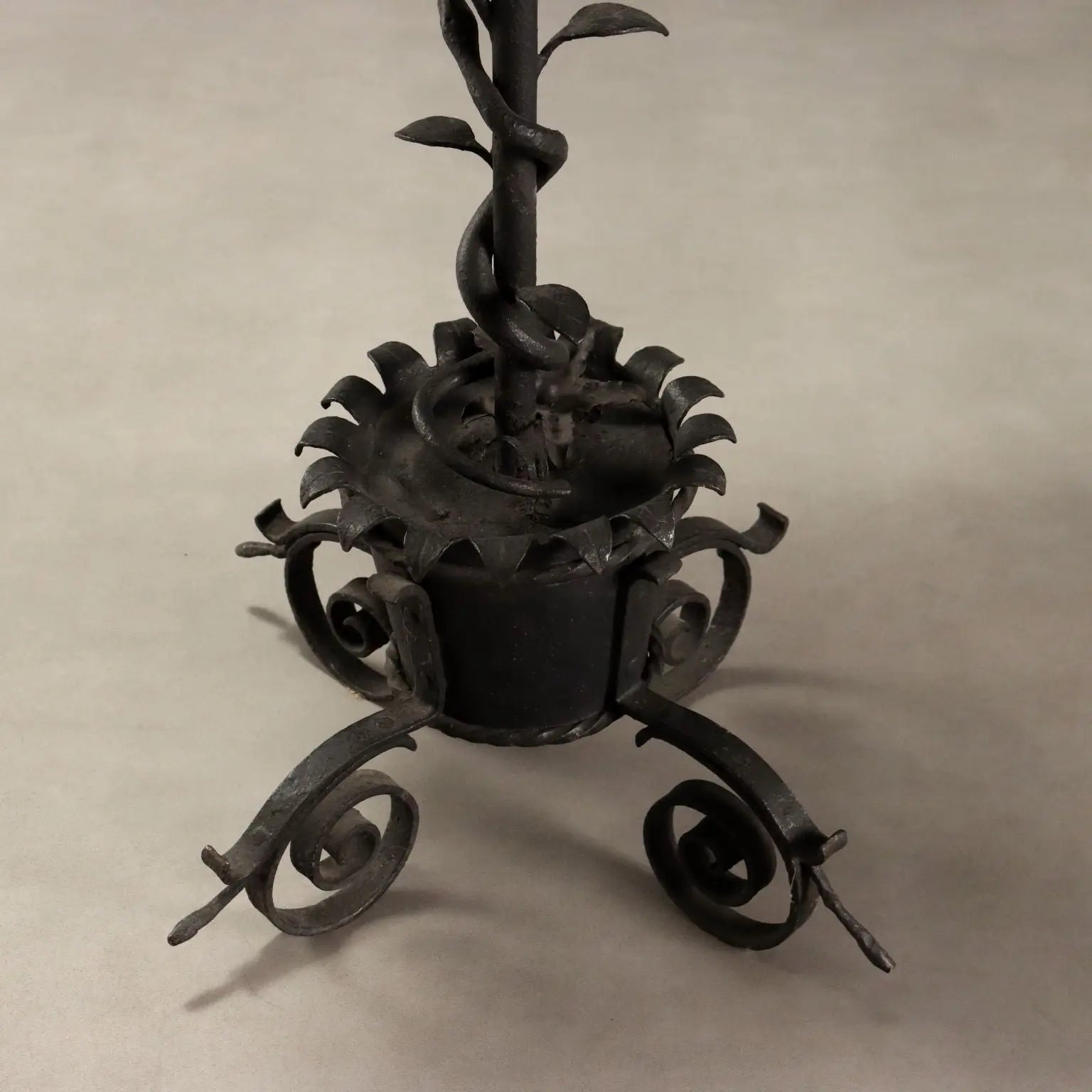 Antique Lamp Art Nouveau Wrought Iron Italy XX Century
