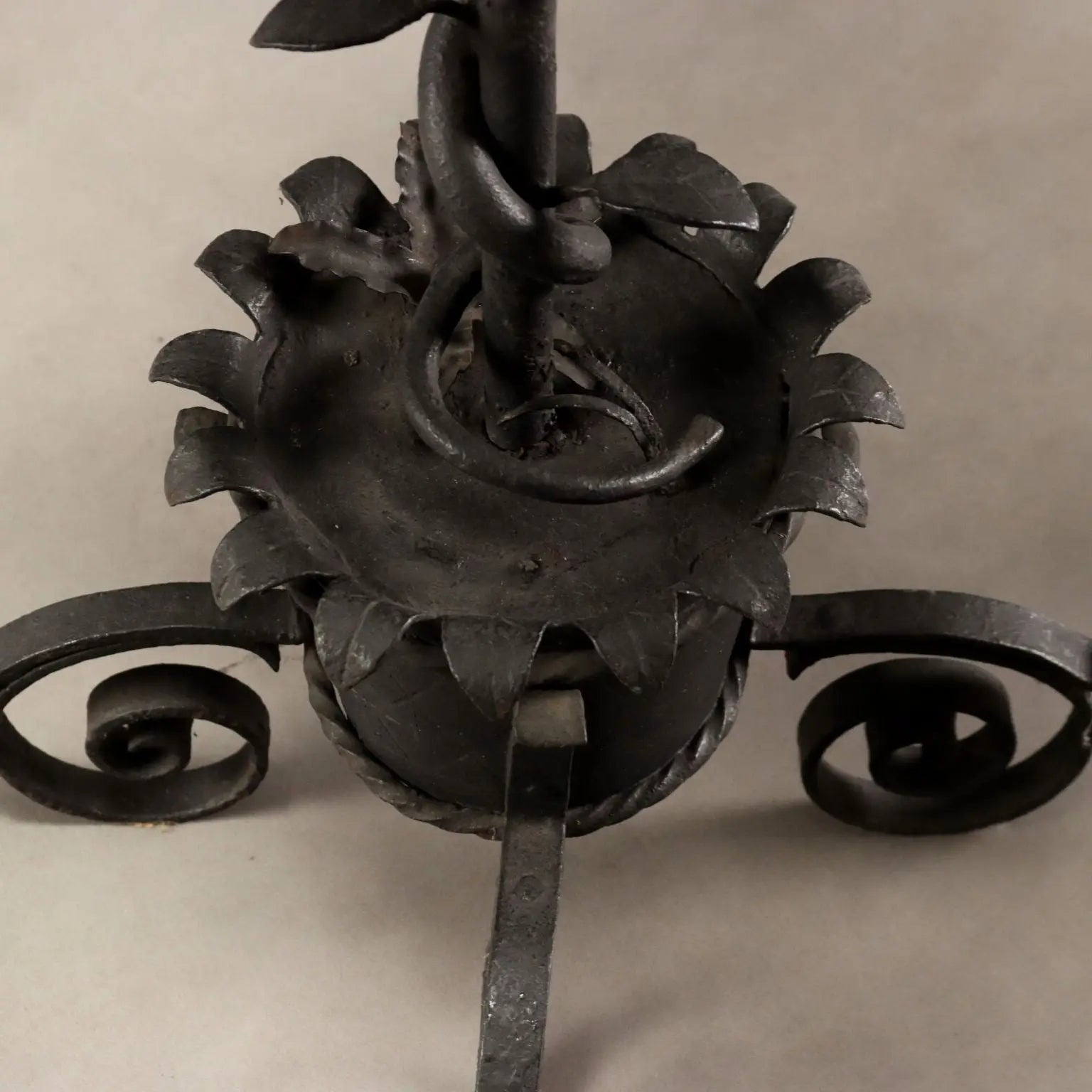 Antique Lamp Art Nouveau Wrought Iron Italy XX Century