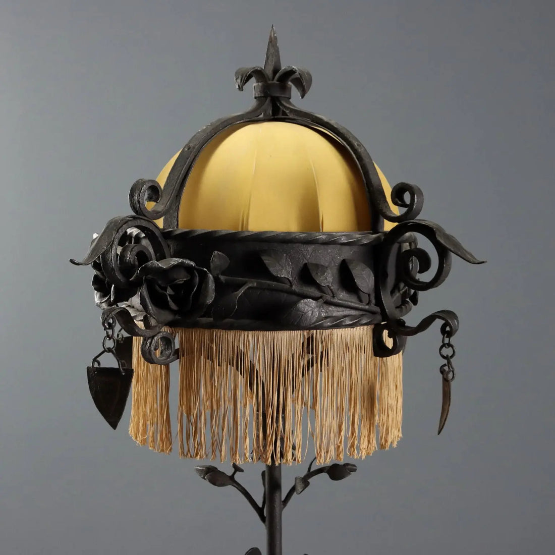 Antique Lamp Art Nouveau Wrought Iron Italy XX Century