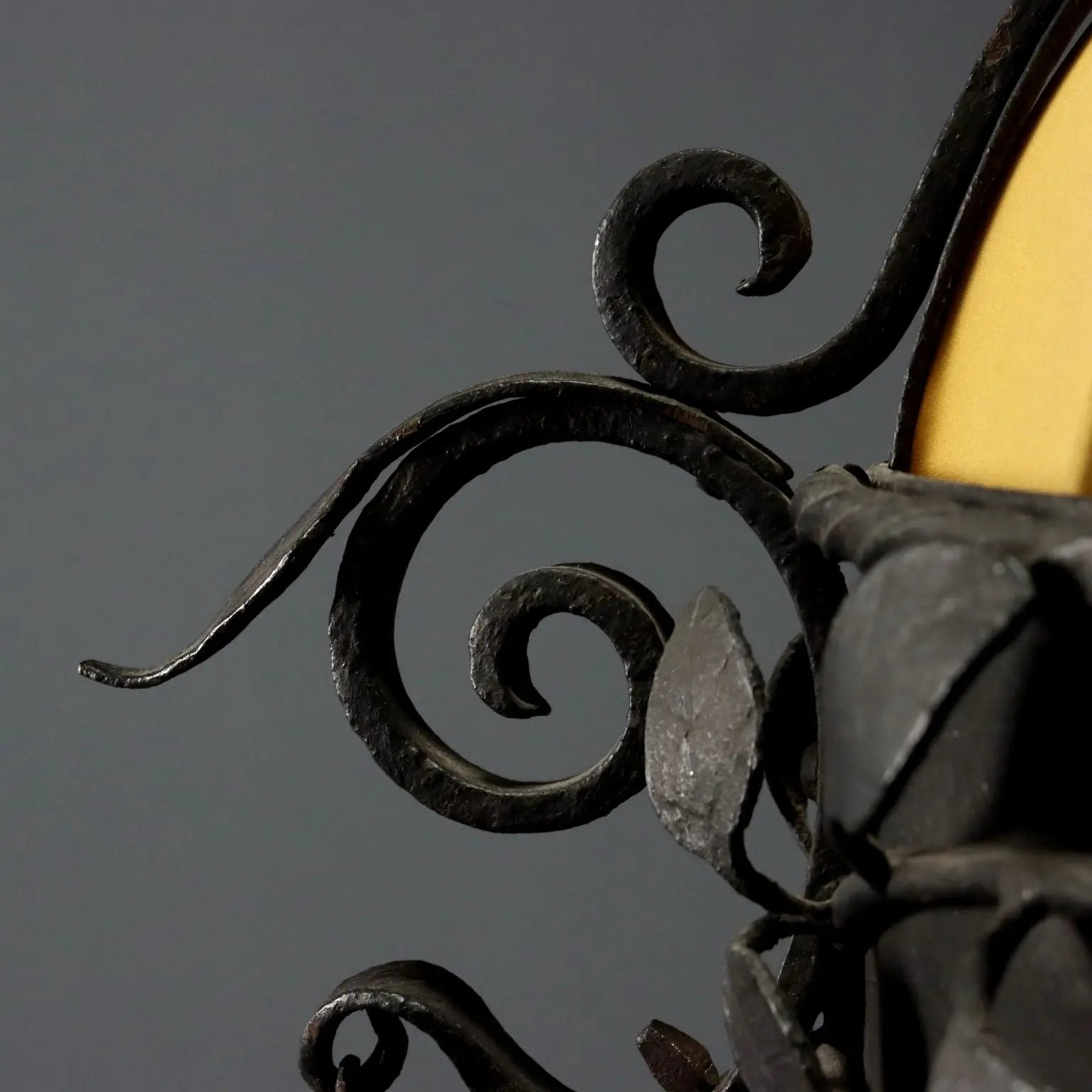 Antique Lamp Art Nouveau Wrought Iron Italy XX Century