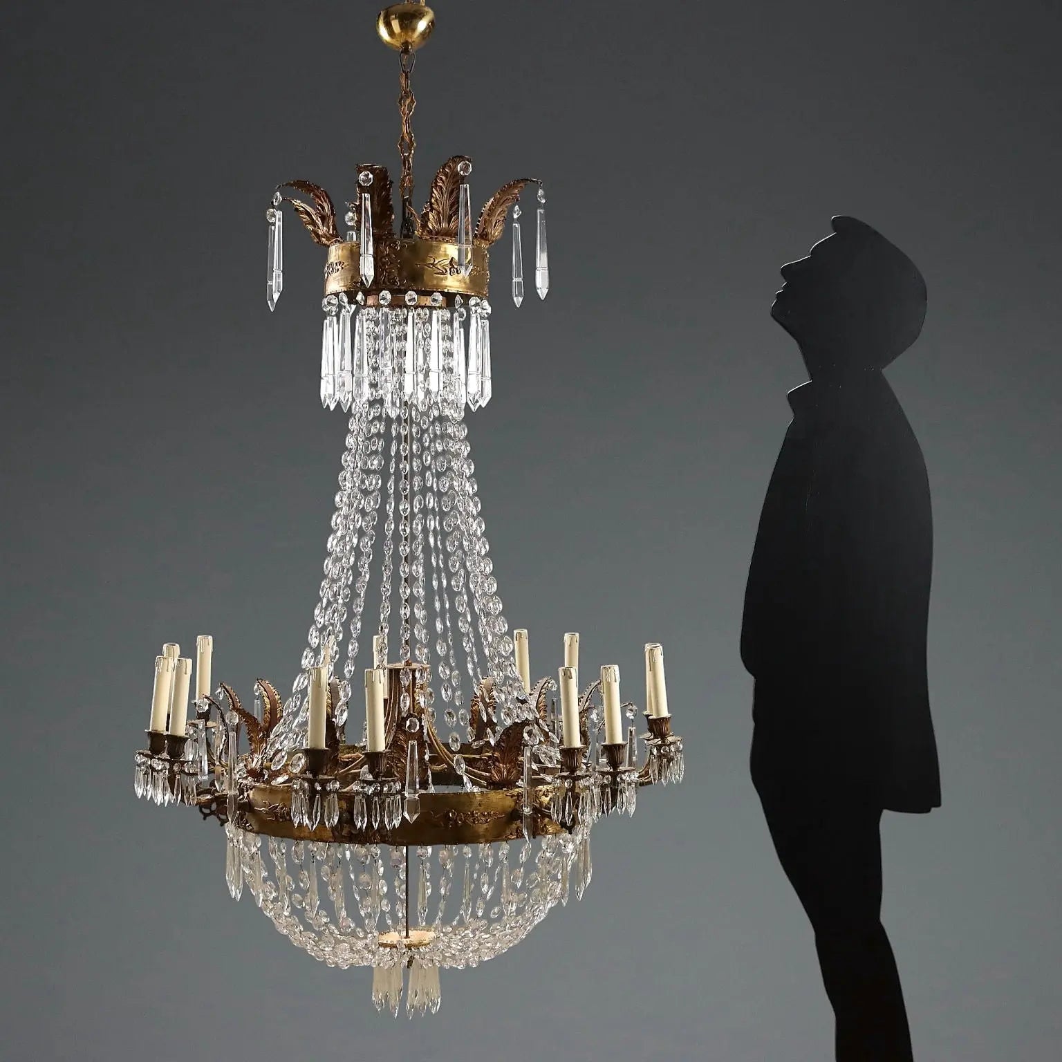 Antique Balloon-Shaped Chandelier Gilded Metal Glass XIX Century - Italy, End of the XIX Century | Antiques | Lighting