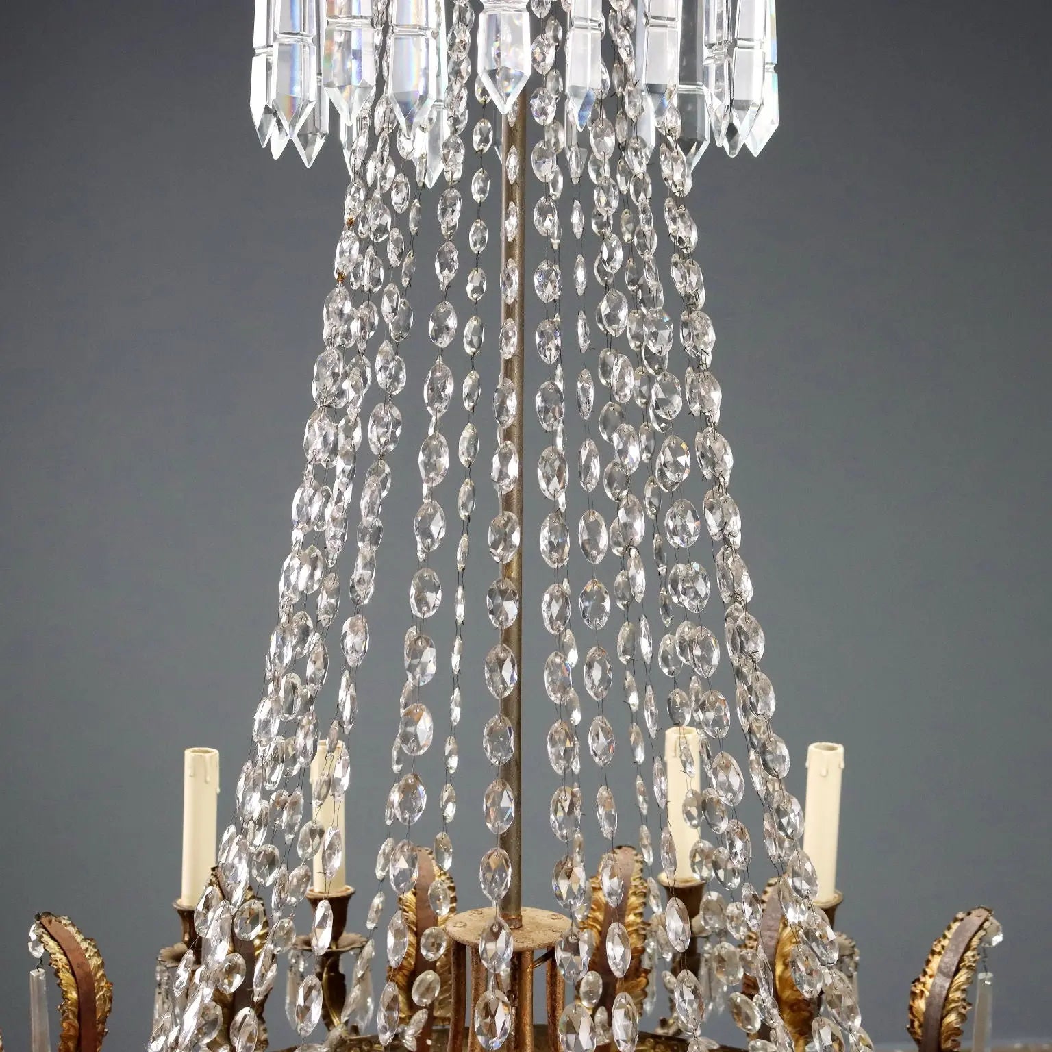 Antique Balloon-Shaped Chandelier Gilded Metal Glass XIX Century - Italy, End of the XIX Century | Antiques | Lighting