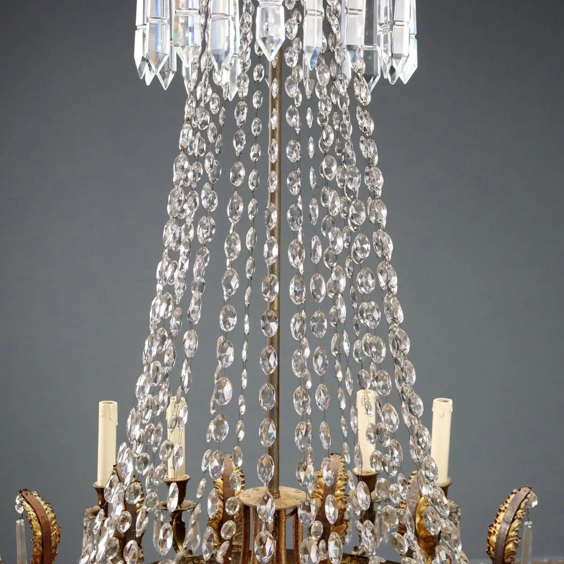 Antique Balloon-Shaped Chandelier Gilded Metal Glass XIX Century - Italy, End of the XIX Century | Antiques | Lighting