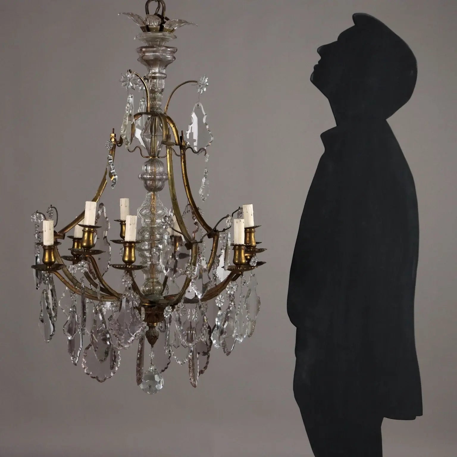 Antique Chandelier Glass Gilded Metal Italy XIX Century - Italy, XIX Century | Antiques | Lighting