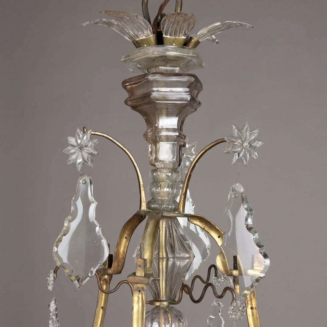 Antique Chandelier Glass Gilded Metal Italy XIX Century - Italy, XIX Century | Antiques | Lighting