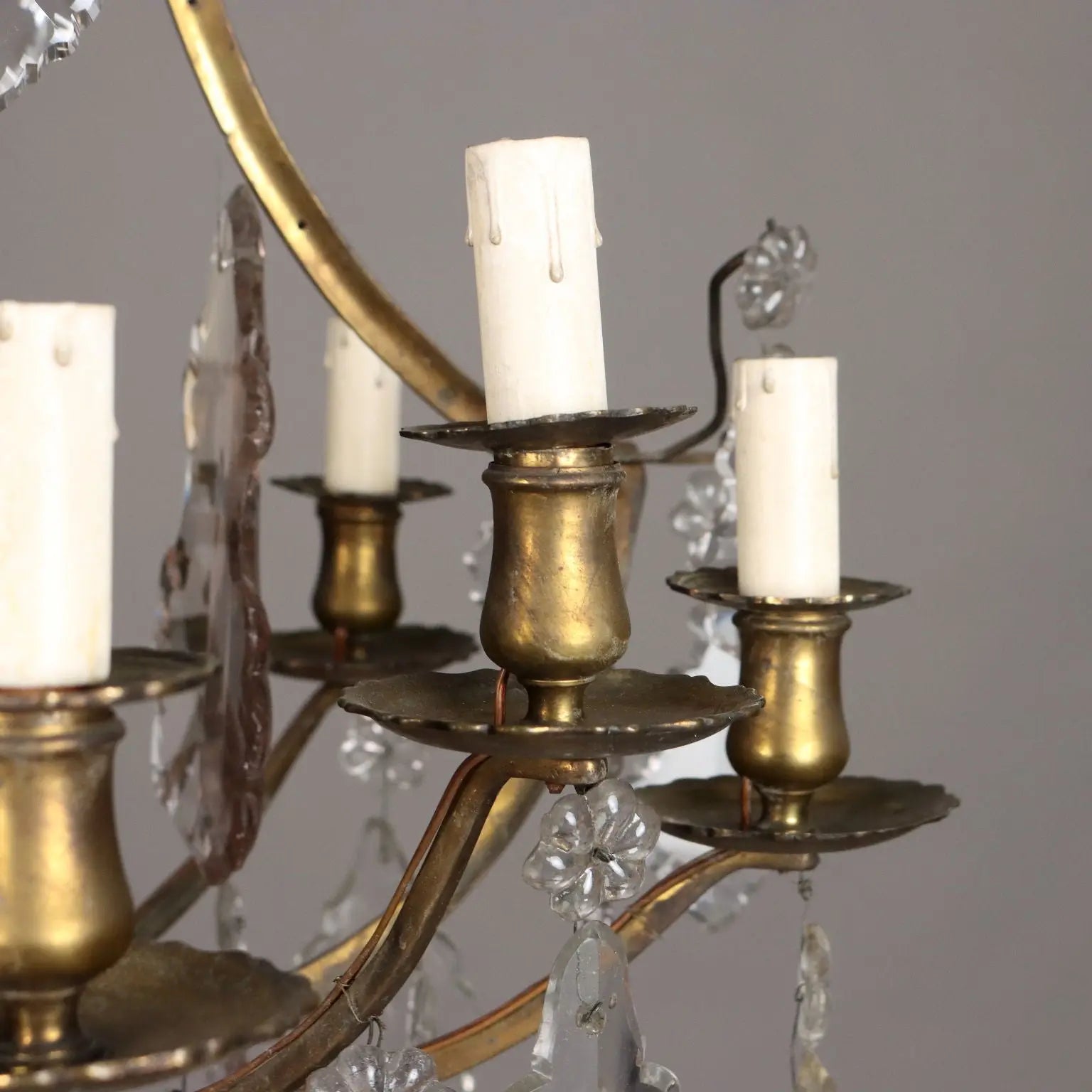 Antique Chandelier Glass Gilded Metal Italy XIX Century - Italy, XIX Century | Antiques | Lighting