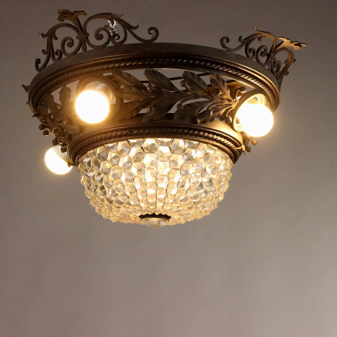 Art Nouveau Iron Chandelier Early 20th Century