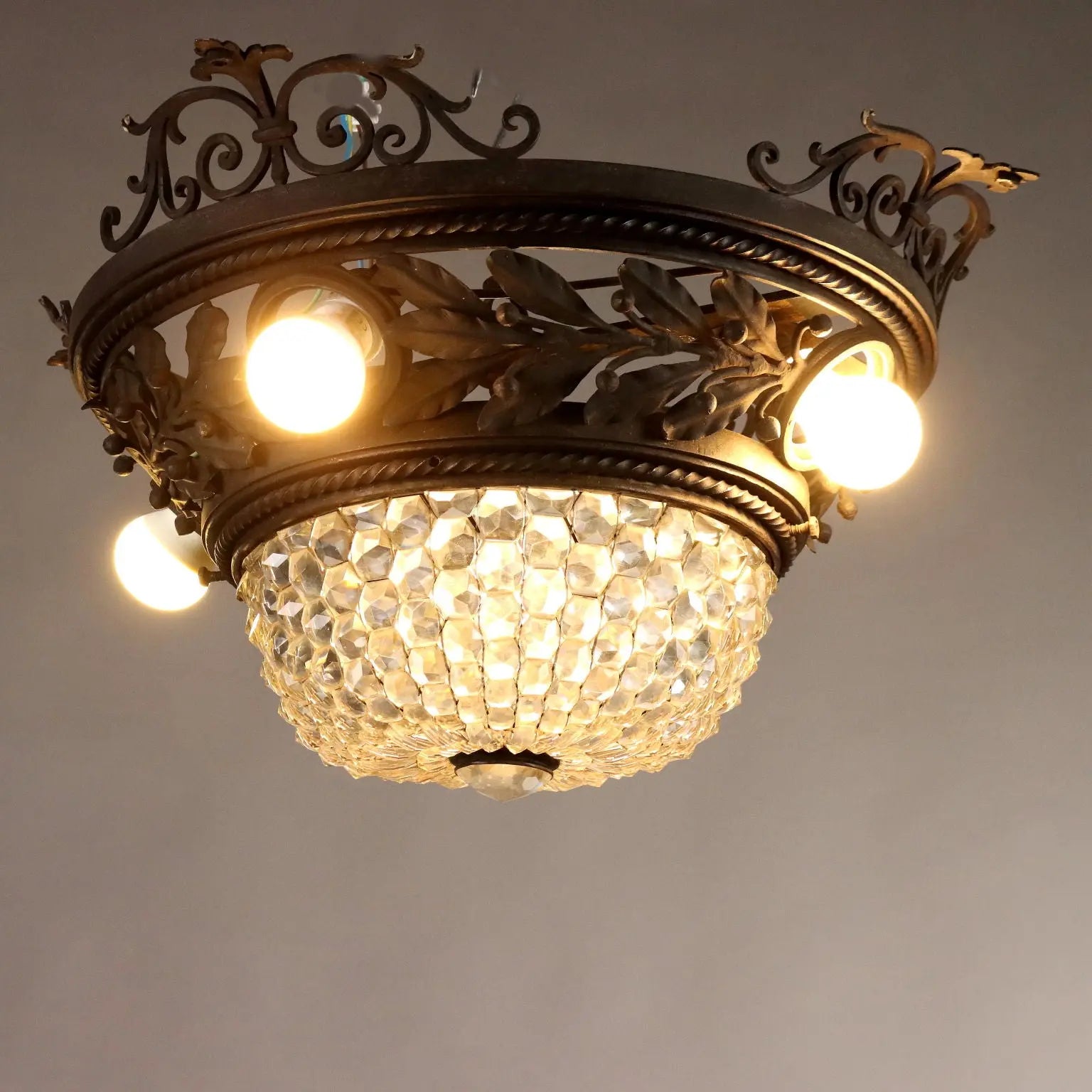 Art Nouveau Iron Chandelier Early 20th Century