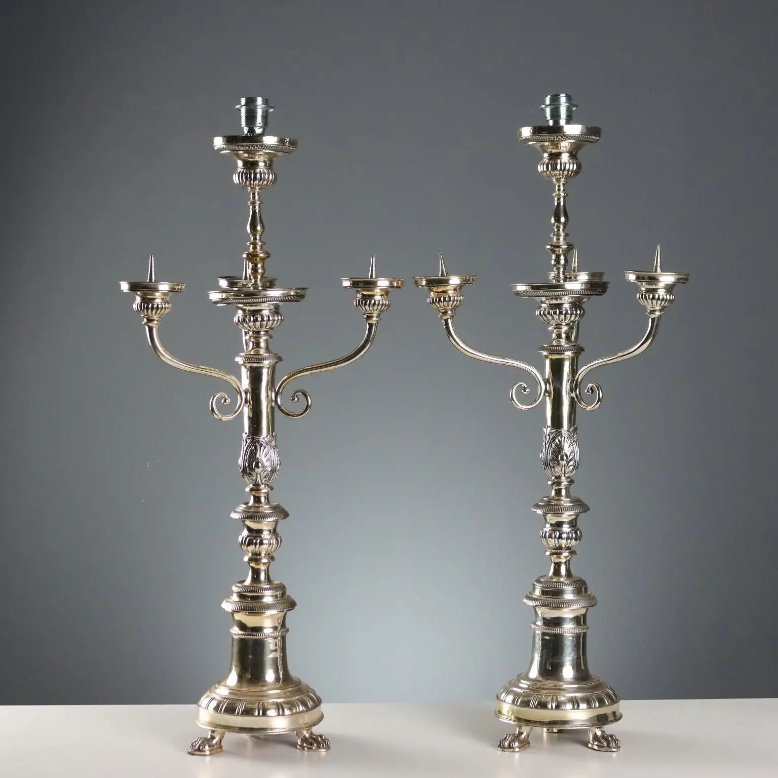 Antique Candelabra Sheeth Metal Italy XX Century - Italy | Antiques | Lighting