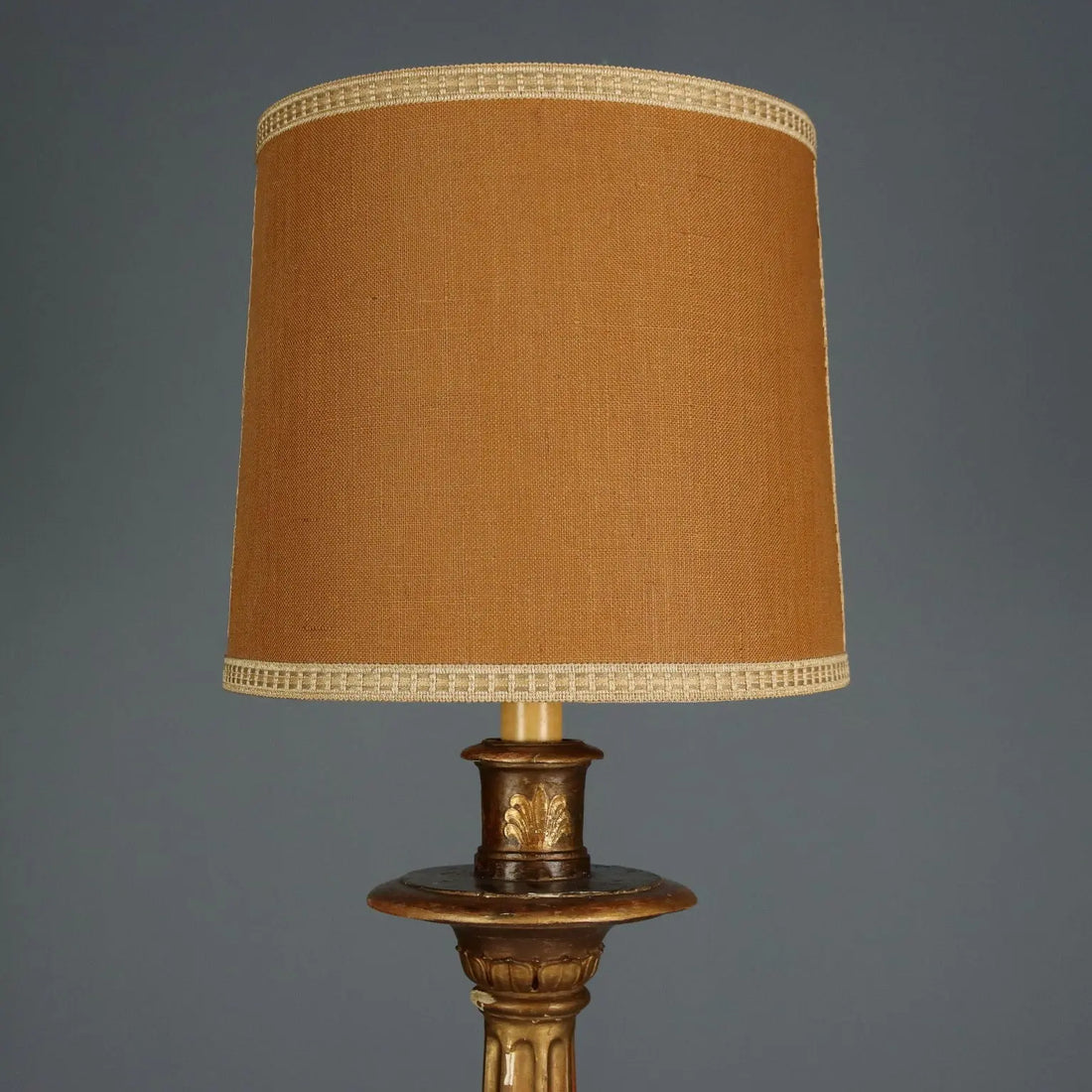Antique Candlestick Gilded Wood Fabric Italy XIX Century - Italy, Late XIX Century | Antiques | Lighting